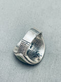 One Of The Best Vintage Native American Navajo Green Turquoise Inlay Sterling Silver Ring-Nativo Arts