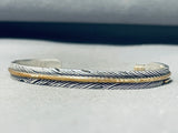 Stacker Feather Vintage Navajo Sterling Silver Hand Carved Bracelet-Nativo Arts