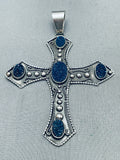 Huge Spiderweb Native American Navajo Sterling Silver Cross Pendant-Nativo Arts