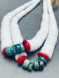 Rare White Shell Vintage Santo Domingo Turquoise Jacla Necklace-Nativo Arts