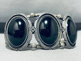 Amazing Vintage Native American Navajo 3 Black Onyx Sterling Silver Bracelet-Nativo Arts