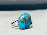 Remarkable Vintage Native American Navajo Pilot Mountain Turquoise Sterling Silver Ring-Nativo Arts