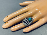 Superb Vintage Native American Navajo Royston Turquoise Sterling Silver Track Ring-Nativo Arts