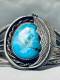 Impressive Vintage Native American Navajo Blue Diamond Turquoise Sterling Silver Bracelet-Nativo Arts