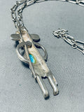 Detailed Vintage Native American Navajo Turquoise Kachina Sterling Silver Necklace-Nativo Arts