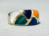 14k Gold Vintage Native American Navajo Size 7 Inlay Ring-Nativo Arts