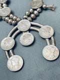 Womens Vintage Native American Navajo Coin Sterling Silver Squash Blossom Necklace-Nativo Arts