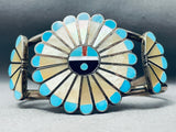 One Of The Best Ever Vintage Zuni Turquoise Inlay Sterling Silver Bracelet-Nativo Arts