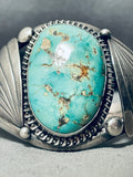 Important Vintage Native American Navajo Carico Lake Turquoise Sterling Silver Bracelet-Nativo Arts