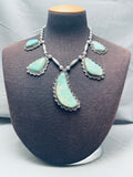 One Of The Best Ever Vintage Native American Navajo Turquoise Chunk Sterling Silver Necklace-Nativo Arts