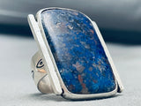 Joe Baillon Huge Lapis Vintage Navajo Sterling Silver Ring-Nativo Arts