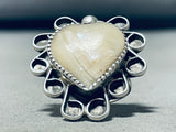 Jawdrop Fab Vintage Native American Navajo Mother Of Pearl Sterling Silver Heart Ring-Nativo Arts
