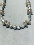 Hand Tooled Unique Vintage Native American Navajo Sterling Silver Torpedo Brad Necklace-Nativo Arts