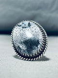 Signed Vintage Native American Navajo White Buffalo Sterling Silver Ring-Nativo Arts