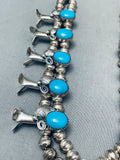 Wayne Etsitty Vintage Native American Navajo Turquoise Sterling Silver Squash Blossom Necklace-Nativo Arts