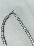 Native American Gasp! Vintage Navajo Sterling Silver Geomtric Squash Blossom Necklace-Nativo Arts