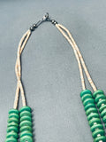 Green Turquoise Disc Vintage Native American Navajo Heishi Sterling Silver Necklace-Nativo Arts