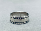 Rare Native American Kewa Santo Domingo Vintage Hand Tooled Sterling Silver Segmented Ring-Nativo Arts