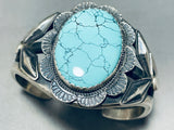 Tammy Nelson Vintage Native American Navajo Spiderweb Turquoise Sterling Silver Bracelet-Nativo Arts