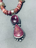 Dynamic Vintage Native American Navajo Purple Spiny Oyster Sterling Silver Necklace Signed-Nativo Arts