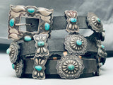 Native American Mike Rogers Vintage Navajo Turquoise Sterling Silver Concho Belt-Nativo Arts