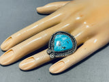 Tremendous Vintage Native American Navajo Pilot Mountain Sterling Silver Huge Ring-Nativo Arts