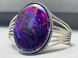 Very Rare Vintage Navajo Purple Abalone Shell Sterling Silver Bracelet-Nativo Arts