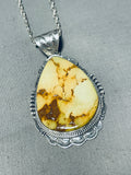 Rare Native American Navajo Signed Manassa Turquoise Sterling Silver J Nelson Necklace-Nativo Arts