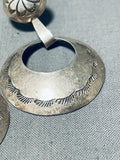 Fabulous Vintage Native American Navajo Sterling Silver Dangle Earrings-Nativo Arts