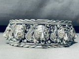 Symbolic Protection!! Bears Vintage Native American Navajo Sterling Silver Bracelet-Nativo Arts