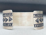 Rare Blue Stones Navajo Intricate Stamp Sterling Silver Bracelet-Nativo Arts