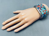6.5 Inch Wrist Vintage Native American Navajo Tommy Jackson Inlay Sterling Silver Bracelet-Nativo Arts