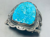 Chei Elmo Roadrunner!! Vintage Native American Navajo Turquoise Sterling Silver Bracelet-Nativo Arts