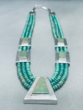 Important Tony Aguilar Sr Santo Domingo Green Turquoise Sterling Silver Necklace-Nativo Arts