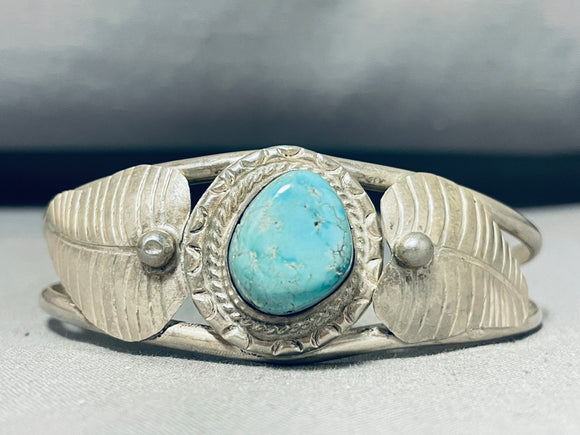 Enchanting Vintage Native American Navajo Blue Gem Turquoise Sterling Silver Bracelet-Nativo Arts