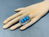 Joseph Tom Vintage Native American Navajo Domed Turquoise Sterling Silver Ring-Nativo Arts