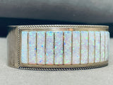 Excellent Native American Zuni Signed Inlay Synthetic Opal Sterling Silver Bracelet-Nativo Arts