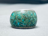 Randy Hoskie Wrap Around Green Turquoise Inlay Sterling Silver Ring-Nativo Arts