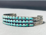 Early 1900's Vintage Native American Zuni Dishta Family Turquoise Sterling Silver Bracelet-Nativo Arts