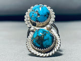Astonishing Vintage Native American Navajo Spiderweb Turquoise Sterling Silver Ring-Nativo Arts