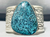 Noteworthy Native American Navajo Spiderweb Turquoise Sterling Silver Bracelet Signed-Nativo Arts