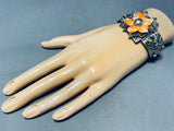 Fab And Gorgy! Vintage Hand Carved Flower Sterling Silver Clasp Bracelet-Nativo Arts