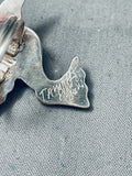 Massive Vintage Native American Zuni Turquoise Hummingbird Inlay Sterling Silver Ring