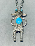 Detailed Vintage Native American Navajo Turquoise Kachina Sterling Silver Necklace-Nativo Arts