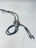 Rare Vintage Native American Navajo Morenci Turquoise Sterling Silver Shadowbox Bolo-Nativo Arts