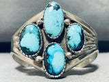 Blue Medicine Mine Vintage Native American Navajo Turquoise Sterling Silver Bracelet-Nativo Arts
