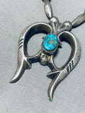 Astounding Vintage Native American Navajo Morenci Turquoise Sterling Silver Naja Necklace-Nativo Arts