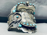 Gasp! Turquoise Saddle Native American Navajo Sterling Silver Bracelet Cuff-Nativo Arts