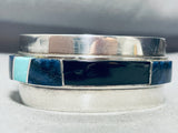 Important Inlay Vintage Woolsey Turquoise Lapis Inlay Sterling Silver Bracelet-Nativo Arts