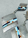 Above The Rest Vintage Native American Navajo Turquoise Inlay Sterling Silver Earrings-Nativo Arts